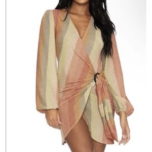 Beach Riot Dress Women’s Large Dixie Sparkle In Paradise Stripe Wrap Cover Up